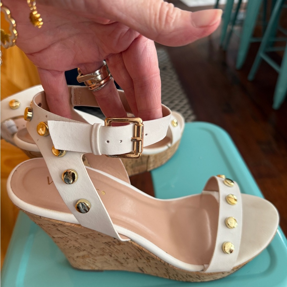 VENUS White Ankle Strap Stud Sandals